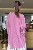 Made in Italy Cooper Needlecord Scoop Dip Back Top Indian Pink